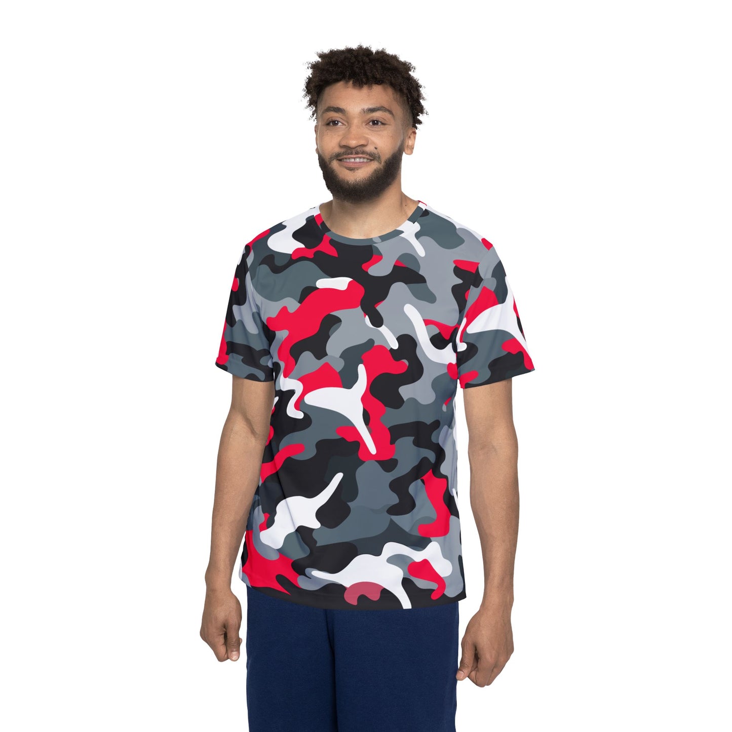 Camo Red Jersey Style Performance T-Shirt for Men