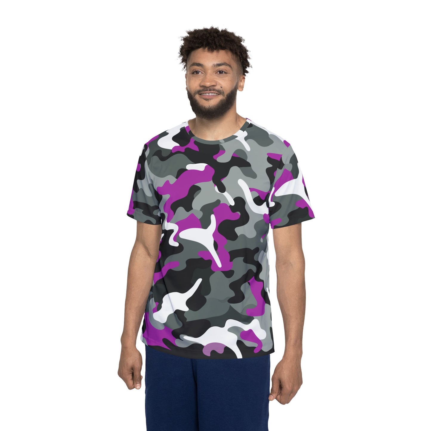 Camo Purple Jersey Style Performance T-Shirt for Men