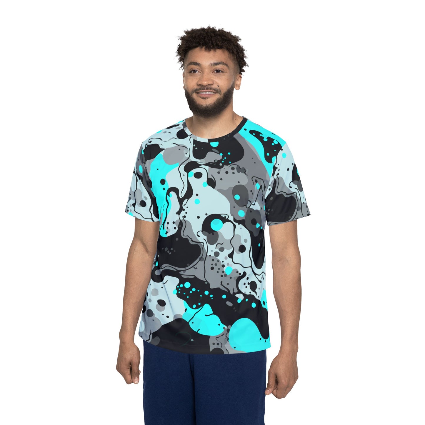 Camo 2 Blue Jersey Style Performance T-Shirt for Men