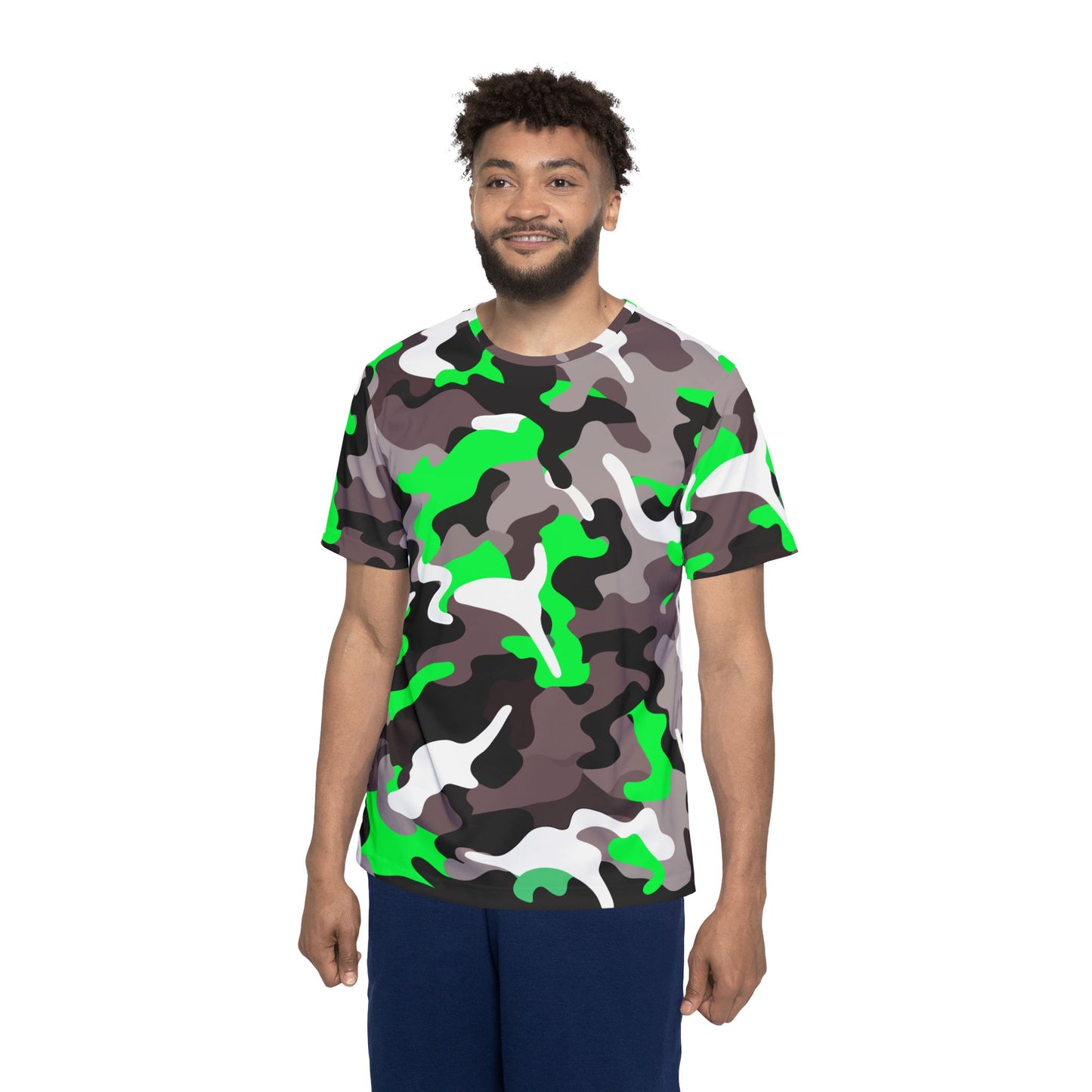 Camo Green Jersey Style Performance T-Shirt for Men